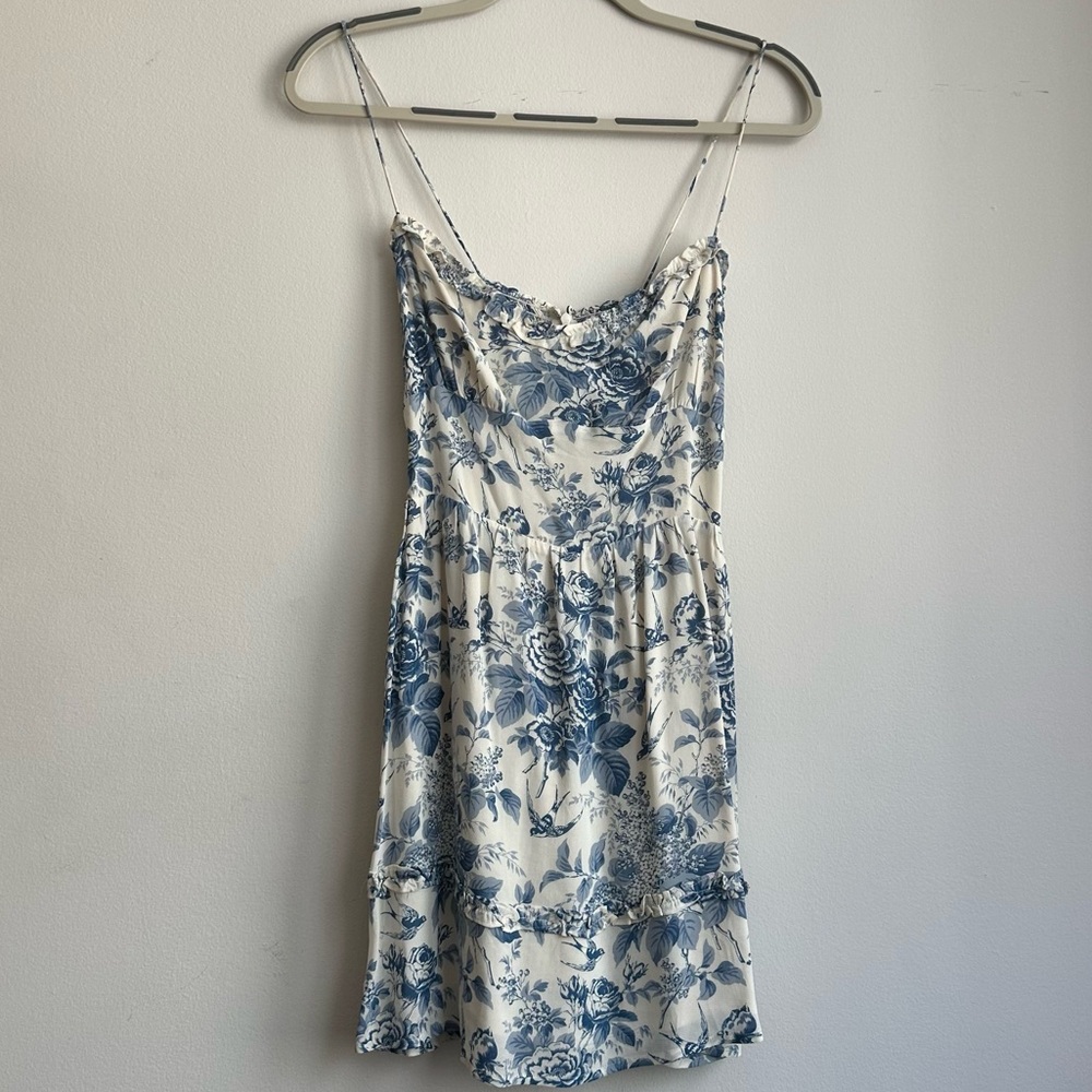 Reformation Blue and White Mini Dress